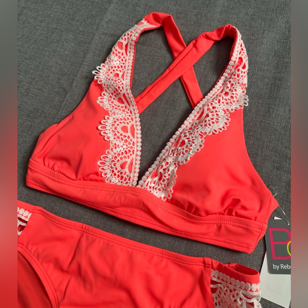 BCA by Rebecca Virtue Lace Trim Halter Bikini Top & Bottoms - Picture 4 of 12
